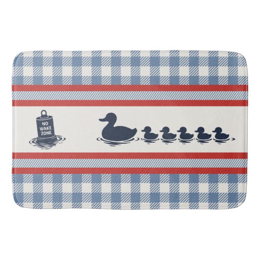 Preppy Boys Eend & Gingham- Navy Rood Rook Blauw Badmat (Voorkant)
