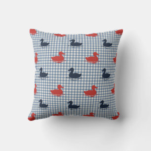 Preppy Boys Eend & Gingham Navy Rood Rookblauw Kussen