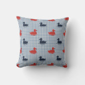 Preppy Boys Eend & Gingham Navy Rood Rookblauw Kussen (Voorkant)