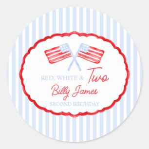 Preppy Boys Red White en twee patriottische verjaa Ronde Sticker