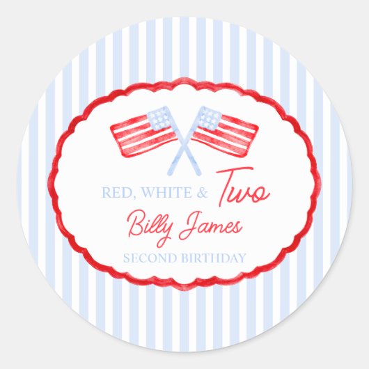 Preppy Boys Red White en twee patriottische verjaa Ronde Sticker (Voorkant)