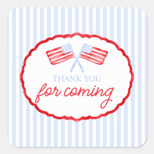 Preppy Boys Red White en twee patriottische verjaa Vierkante Sticker (Voorkant)