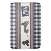 Preppy Boys Teddybeer & Gingham - Bruin & Marinebl Badmat (Voorkant Verticaal)