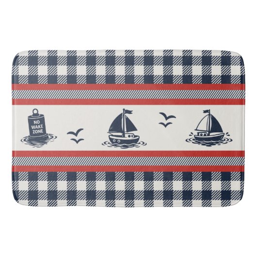 Preppy Boys Zeilboot & Gingham - Schuurrood & Mari Badmat (Voorkant)