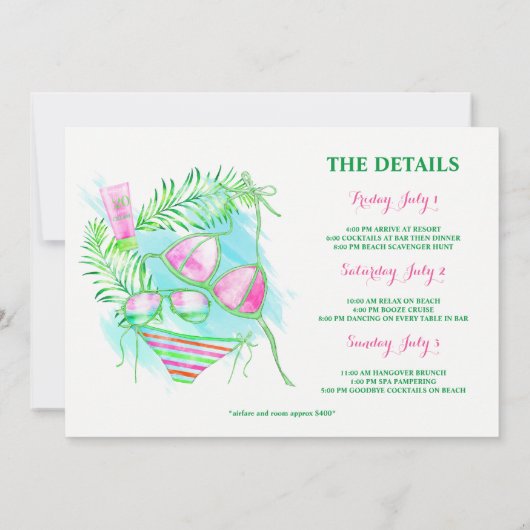 Preppy Bride Bachelorette Party Weekend Kaart (Achterkant)