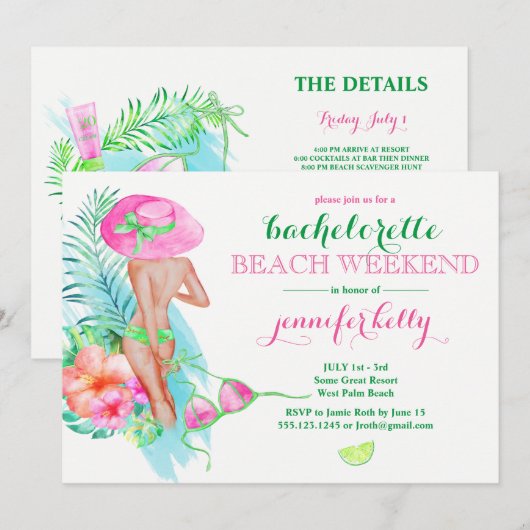 Preppy Bride Bachelorette Party Weekend Kaart (Voorkant / Achterkant)