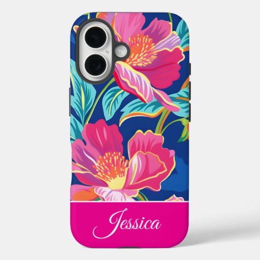 Preppy Bright Floral Personalized Phone Case (Achterkant)