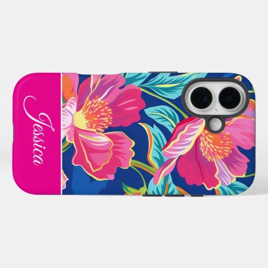 Preppy Bright Floral Personalized Phone Case (Achterkant (horizontaal))