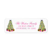 Preppy Bright Glamour Christmas Tree Address Etiket (Voorkant)