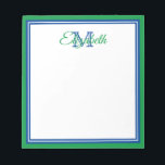 Preppy Bright Kelly Green en Deep Blue Monogram Notitieblok<br><div class="desc">Pas dit roodbruine, donkerblauwe en witte monogram notebook aan met uw eigen naam en initiaal.</div>