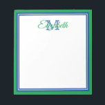 Preppy Bright Kelly Green en Deep Blue Monogram Notitieblok<br><div class="desc">Pas dit roodbruine, donkerblauwe en witte monogram notebook aan met uw eigen naam en initiaal.</div>