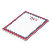 Preppy Bright Red en Marine Blue Monogram Notitieblok (Linkerzijde)