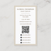 Preppy Brown & Beige Stripes Bakery Logo QR Code Visitekaartje (Achterkant)