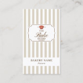 Preppy Brown & Beige Stripes Bakery Logo QR Code Visitekaartje (Voorkant)