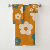 Preppy Brown Blue Hippie Flower Pattern Bad Handdoek (Insitu)
