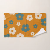 Preppy Brown Blue Hippie Flower Pattern Bad Handdoek (Handdoek)