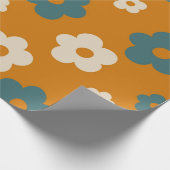 Preppy Brown Blue Hippie Flower Pattern Cadeaupapier (Hoek)