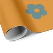 Preppy Brown Blue Hippie Flower Pattern Cadeaupapier (Rol Hoek)