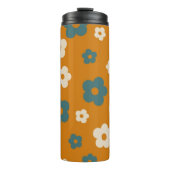 Preppy Brown Blue Hippie Flower Pattern Thermosbeker (Voorkant)