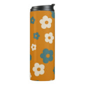 Preppy Brown Blue Hippie Flower Pattern Thermosbeker (Gedraaid links)