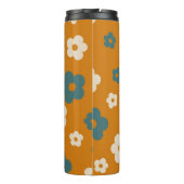 Preppy Brown Blue Hippie Flower Pattern Thermosbeker (Achterkant)