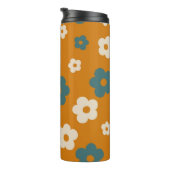 Preppy Brown Blue Hippie Flower Pattern Thermosbeker (Geroteerd rechts)