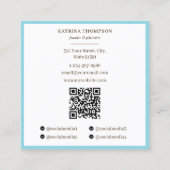 Preppy Brown & Blue Stripes Bakery Logo QR Code Vierkante Visitekaartje (Achterkant)