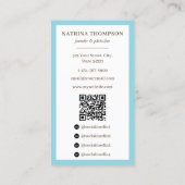 Preppy Brown & Blue Stripes Bakery Logo QR Code Visitekaartje (Achterkant)
