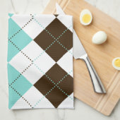 Preppy Brown en Blauwgroen Blue Checker Patronen Theedoek (Quarter Fold)