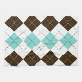 Preppy Brown en Blauwgroen Blue Checker Patronen Theedoek (Horizontaal)