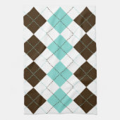 Preppy Brown en Blauwgroen Blue Checker Patronen Theedoek (Verticaal)