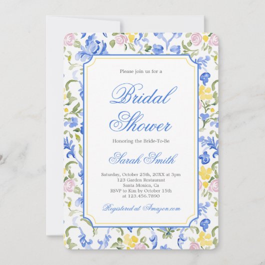 Preppy Bruids Douche Uitnodiging (Voorkant)