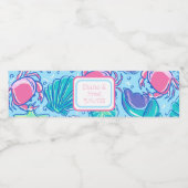 Preppy Bruiloft Strand Shell Krab Custom Waterfles Etiket (Enkel label)