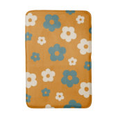 Preppy Bruin Blauw Bloemen Eenvoudig Bloempatroon Badmat (Voorkant Verticaal)