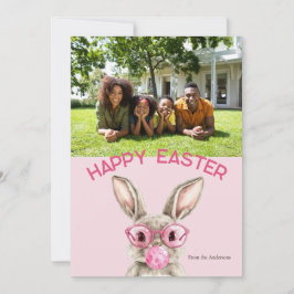 Preppy Bubblegum Bunny Custom Family Foto Pasen Feestdagenkaart
