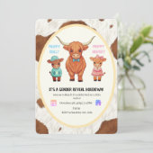 Preppy Bull or Heifer Gender Reveal Hoedown Kaart (Staand voorkant)