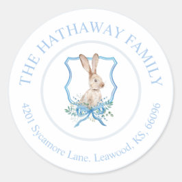 Preppy Bunny gepersonaliseerd retour adres label