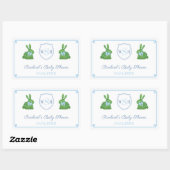 Preppy Bunny Monogram Baby shower Dank je wel Rechthoekige Sticker (Vel)