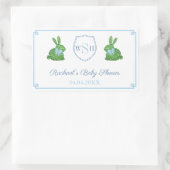 Preppy Bunny Monogram Baby shower Dank je wel Rechthoekige Sticker (Tas)