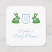 Preppy Bunny Monogram QR Code Baby shower Registry Informatiekaartje (Achterkant)