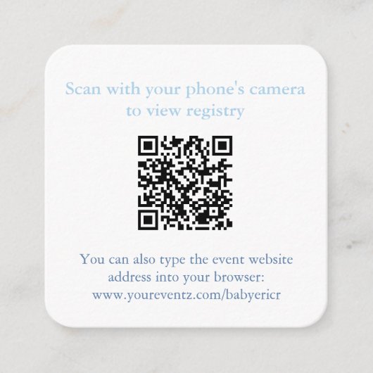 Preppy Bunny Monogram QR Code Baby shower Registry Informatiekaartje (Voorkant)