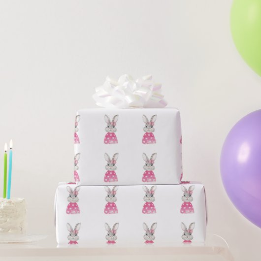 Preppy Bunny Rabbit Bow Cadeaupapier (Feestgeschenken)