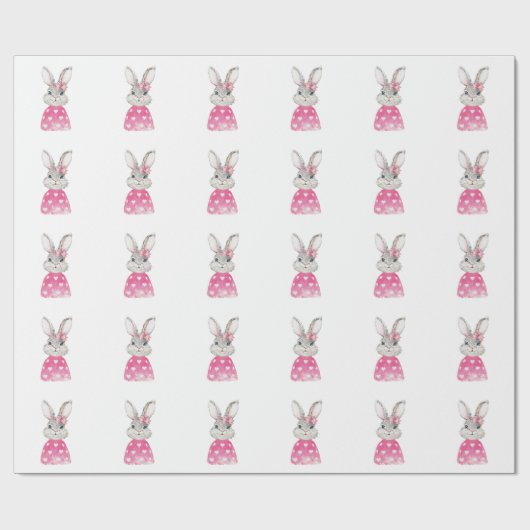 Preppy Bunny Rabbit Bow Cadeaupapier (Vlak)