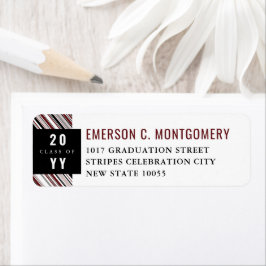 Preppy Burgundy Diagonal Pin Stripes Afstuderen Etiket