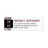 Preppy Burgundy Diagonal Pin Stripes Afstuderen Etiket (Voorkant)