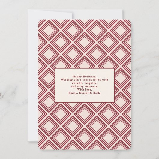 Preppy Burgundy Diamond Pattern Holiday Card (Achterkant)