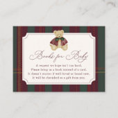 Preppy Burgundy Plaid Teddy Bear Book Request Informatiekaartje (Voorkant)