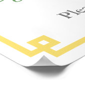 Preppy Buxus Geel Groen Huwelijksfeest Welkom Poster (Hoek)