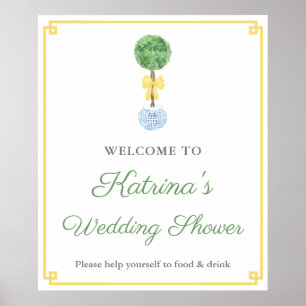 Preppy Buxus Geelgroene Trouw Bruiloft Welkom Poster