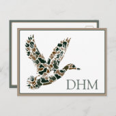 Preppy Camouflage Mallard Duck Monogram Briefkaart (Voorkant / Achterkant)